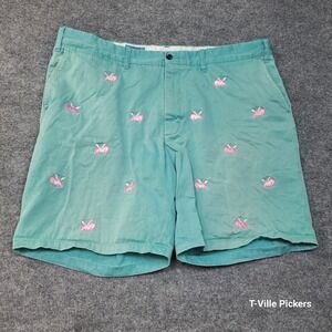 Castaway Nantucket Island Mens 42 Flying Pig Embroidered Critter Shorts Teal